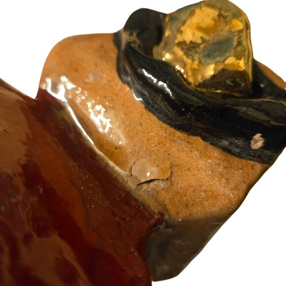 Golden Tongue Abstract Sculpture Handcrafted Vase Vessel OOAK Modern Art - Picture 14 of 16